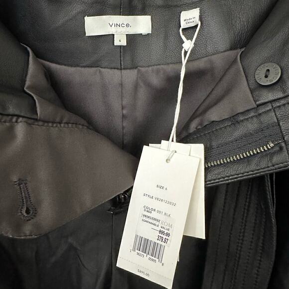 NWT Vince Lamb Leather High Rise Tie Shorts Women's Black Size 6 $895 - Picture 9 of 10